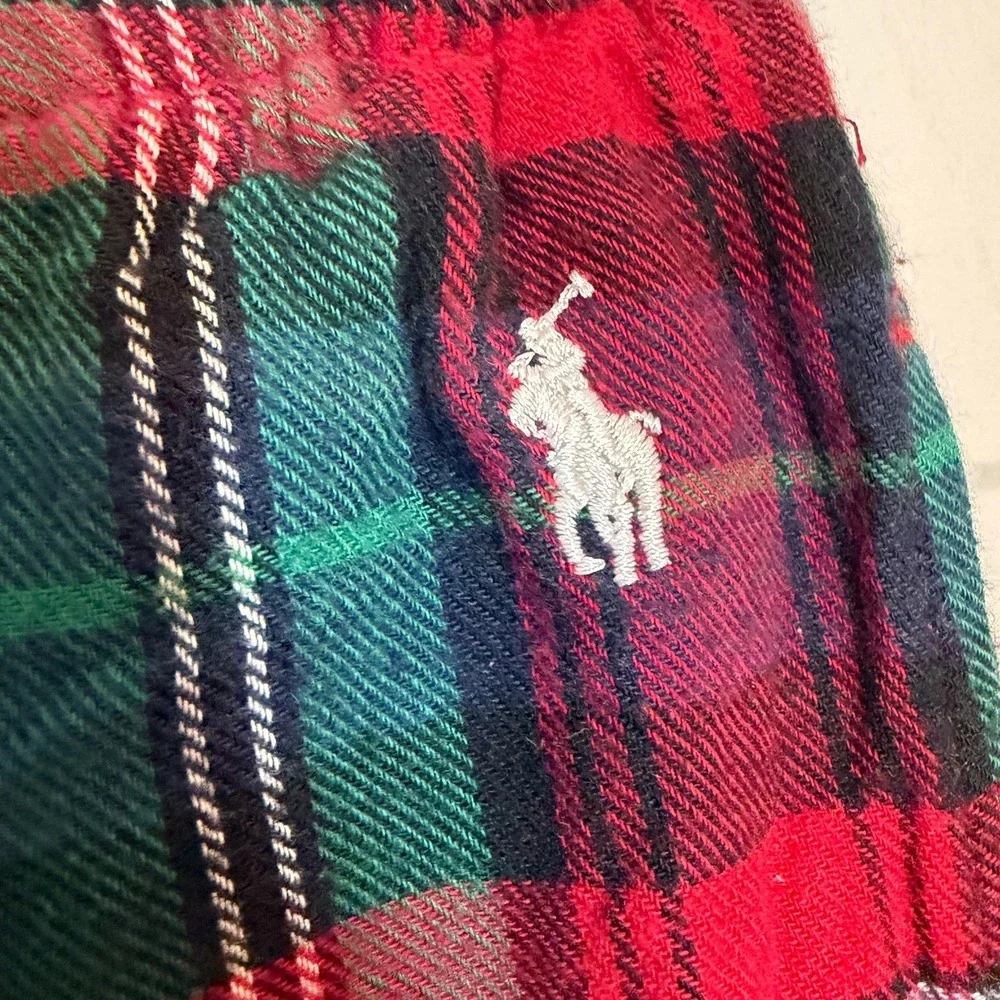 Polo Ralph Lauren Mens L Flannel Cotton‎ Pajama Pants Sleepwear Red Green Plaid
